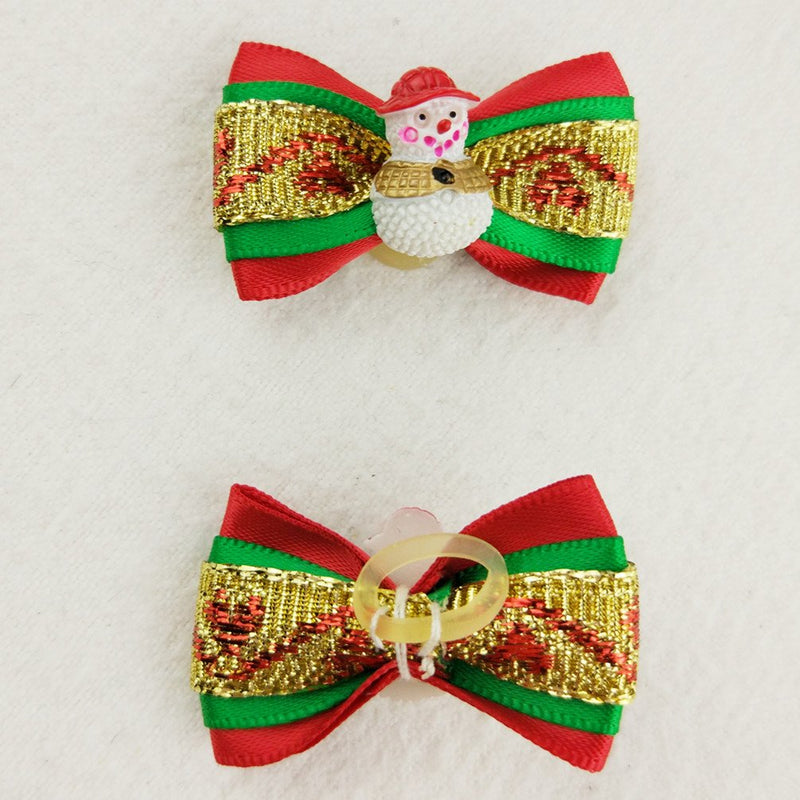 Hixixi 24pcs/12pairs Pet Dog Christmas Samll Hair Bows with Rubber Bands Xmas Cat Puppy Grooming Accessories - BeesActive Australia