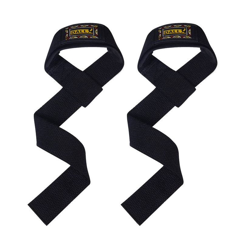 DALLX Weight Lifting Straps for Deadlifting Powerlifting Bodybuilding Gym Fitness Workout Soft Cotton Neoprene Wrist Strong Grip Support for Men and Women – Pair Black - BeesActive Australia
