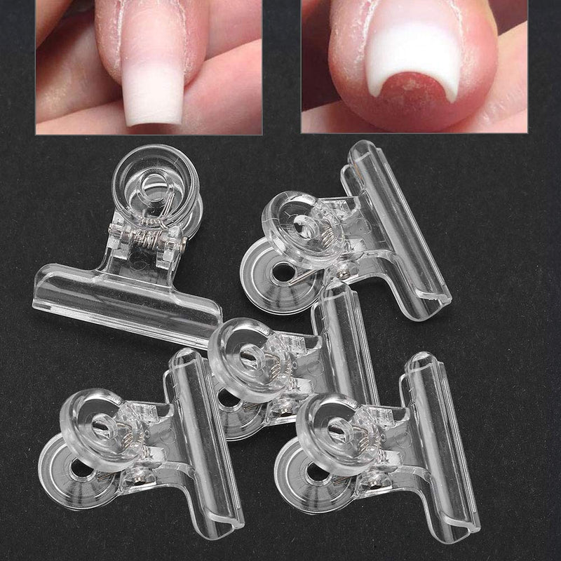 Nail Extension Clips, 5PCS Plastic Curve C Nail Curvature Pinching Clips Multi-functional Nail Art Accessories Tools(Transparent) Transparent - BeesActive Australia