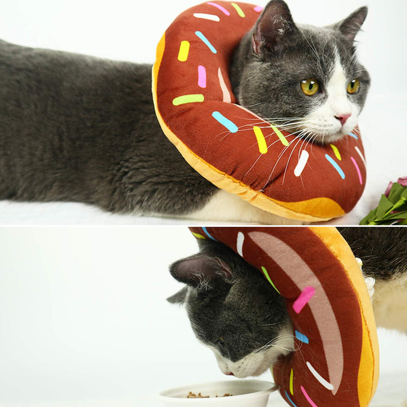 URBEST Cat Recovery Collar, Cute Donut Neck Cone After Surgery, Adjustable Protective Pet E Collar for Wound Healing for Cats, Puppies, Small Breeds Dogs XS Brown - BeesActive Australia