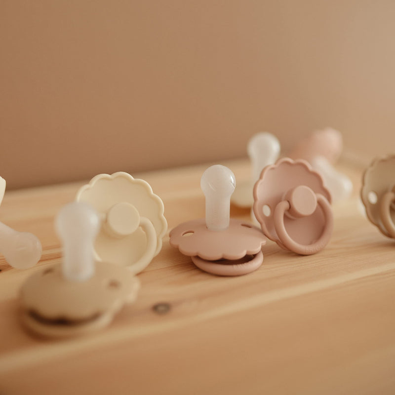 FRIGG Daisy SilkySoft Silicone Baby Pacifier | Made in Denmark | BPA-Free (Blush/Cream, 0-6 Months) Blush/Cream - BeesActive Australia