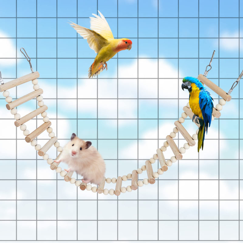 Rats Ladder Bridge Toy, Natural Wooden Bird Ladder Bridge Toy, Hamster Rats Climbing Toys, Cage Accessories for Bird Parrot Hamster Cockatiel Sugar Gliders (18 Ladders)(25.98x3.14 Inches) - BeesActive Australia