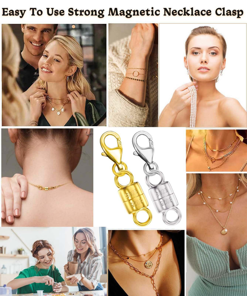925 Sterling Silver Necklace Clasps and Closures Double Round Buckle Gold and Silver Suitable for Jewelry Making Necklaces Bracelet Safety Clasp - Made in Italy 1 pcs silver - BeesActive Australia