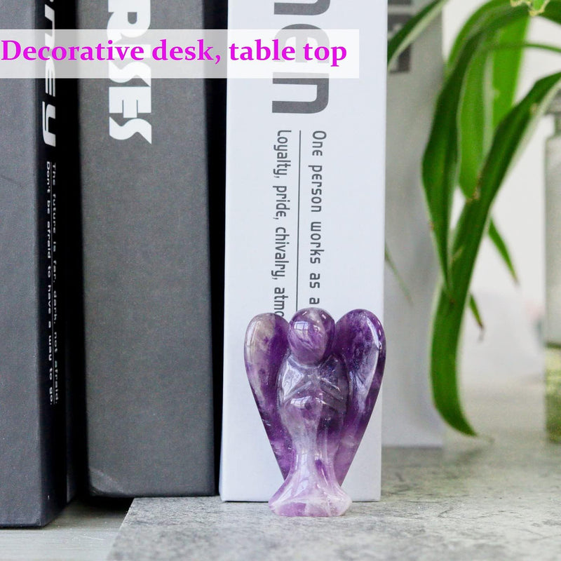 XIANNVXI 2" Crystal Angel Amethyst Healing Crystals Guardian Angel Natural Hand-carved Gemstones Stones Reiki Protection Crystal Gifts I - 2" Amethyst - BeesActive Australia