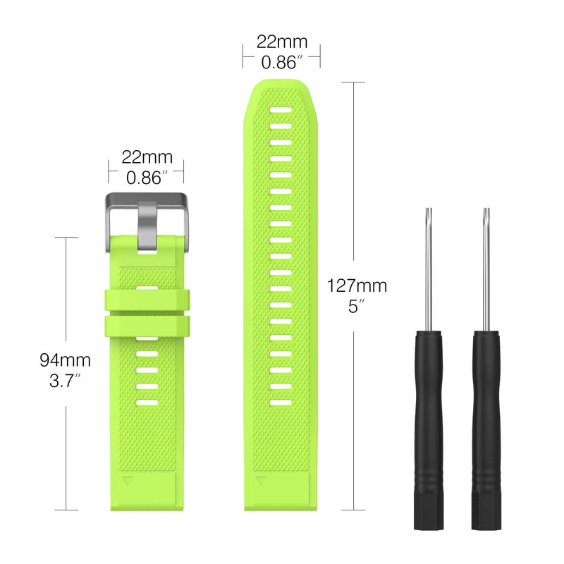 MoKo 22mm Band Compatible with Garmin Fenix 7/Fenix 6/6 Pro/Fenix 5/5 Plus/Forerunner 935/945/Aproach S60/S62/Quatix 6 /MARQ Smart Watch, Soft Silicone Replacement Strap - Green - BeesActive Australia