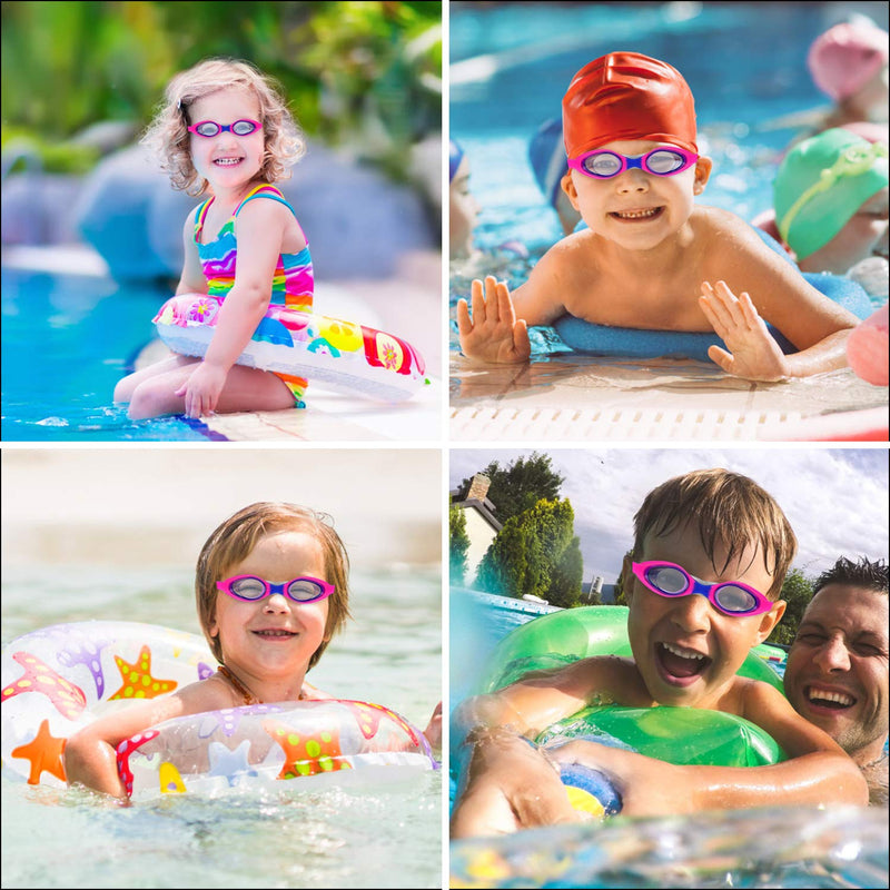 Careula Kids Swim Goggles, Swimming Goggles for Boys Girls Kid Toddlers Age 2-10 Blue/Fuchsia - BeesActive Australia