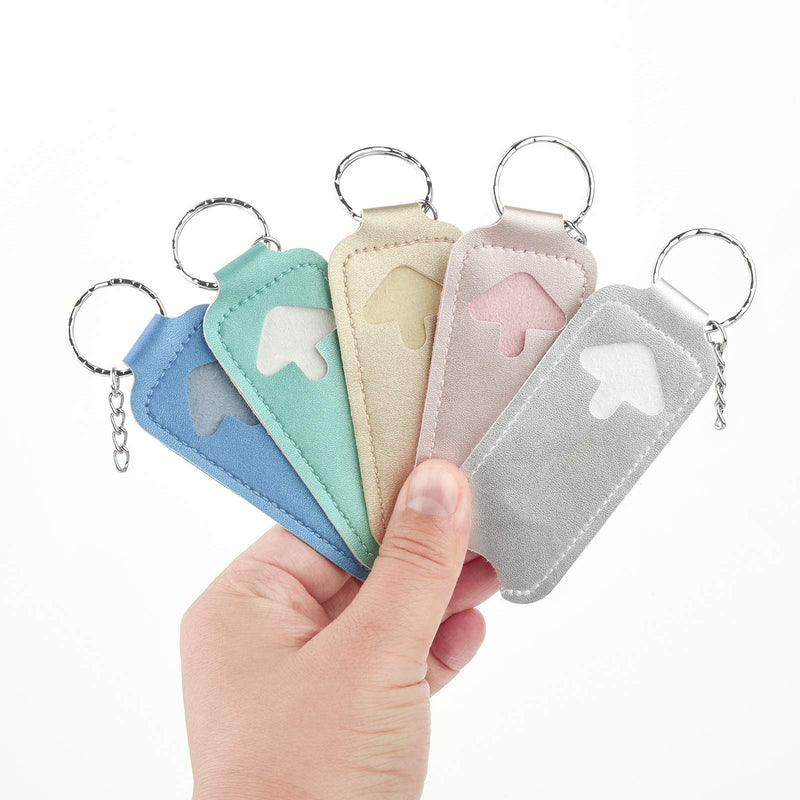 Clip-on Sleeve Chapstick Key Chain Holder Leather Lip Balm Keychain Shiny Pouch, 5 Packs Fashion Lipstick Case Holder Lip Balm Holder with Key Ring, Portable Gift for Women Girls - BeesActive Australia