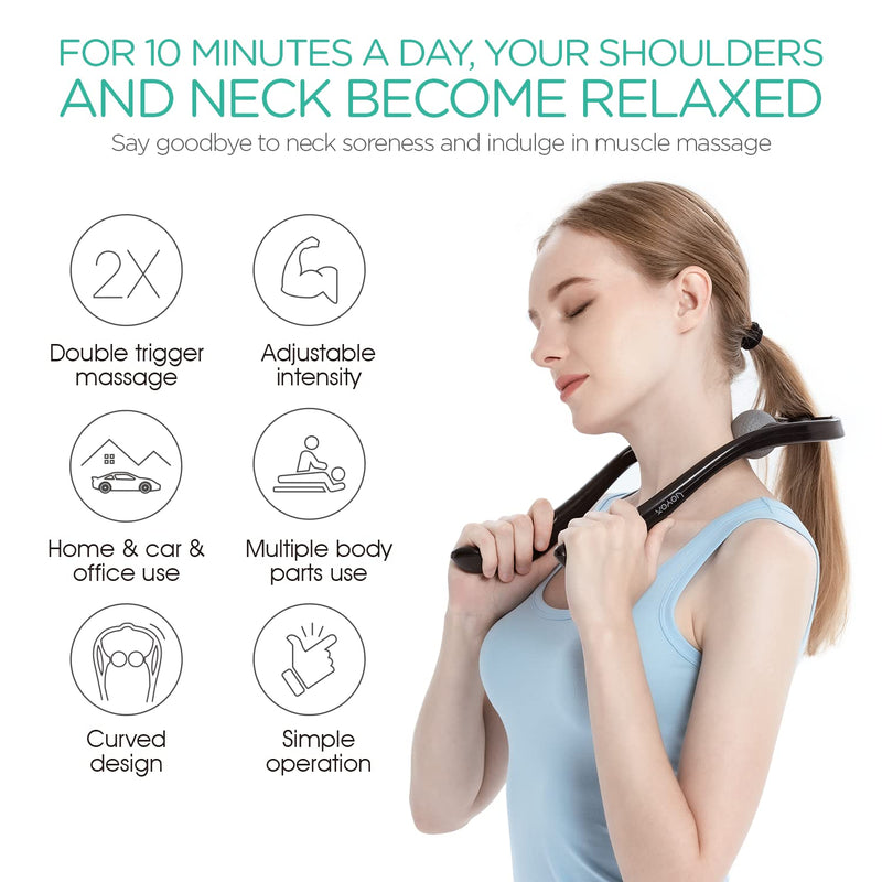 VOYOR Handheld Neck Massager with Dual Trigger Points, Deep Tissue Shiatsu for Muscle Pain Relief, Ergonomic Handle, Portable for Home & Office MS110 - BeesActive Australia