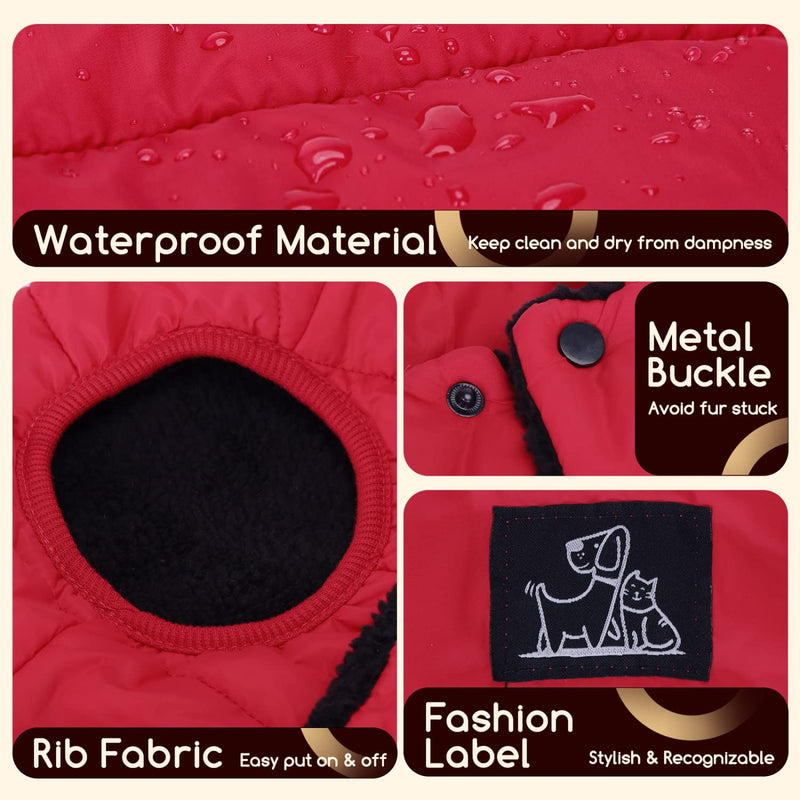 Dog Jacket, Nobleza Warm Cozy Vest Dog Winter Coat with Leash Hole, Waterproof Outdoor Pet Clothes Apparel for Puppy Small Medium Large Dog, Ideal for Cold, Wet, Windy and Snowy Weather Usage - BeesActive Australia