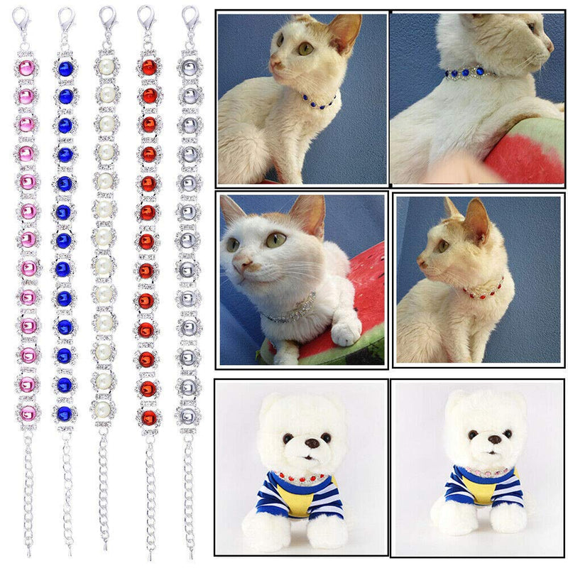 Dogs Kingdom Pet Dog Cat Crystal Collar Bling Rhinestones Party Princess Necklace Adjustable Necklace Accessories M:10-12" neck Red - BeesActive Australia