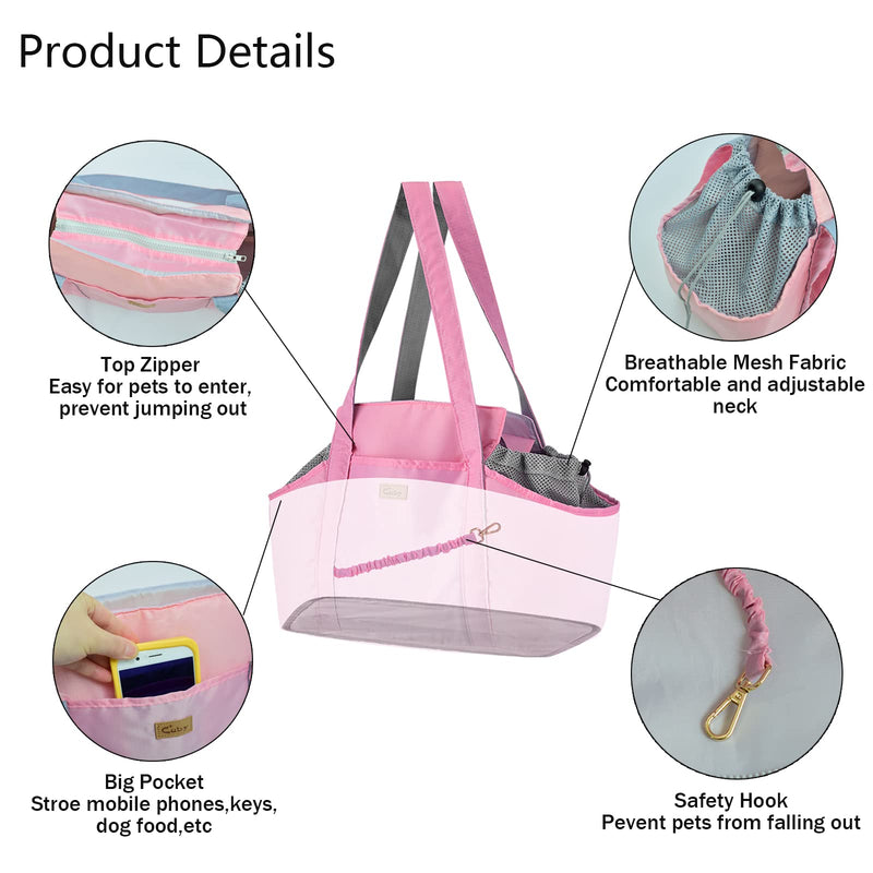 Cuby Dog Purse Carrier for Small Dogs with Pocket and Safety Tether,Soft-Sided Small Dog Carrier for Small Medium Pet Cat Outdoor Shopping Tote Bag Pink - BeesActive Australia