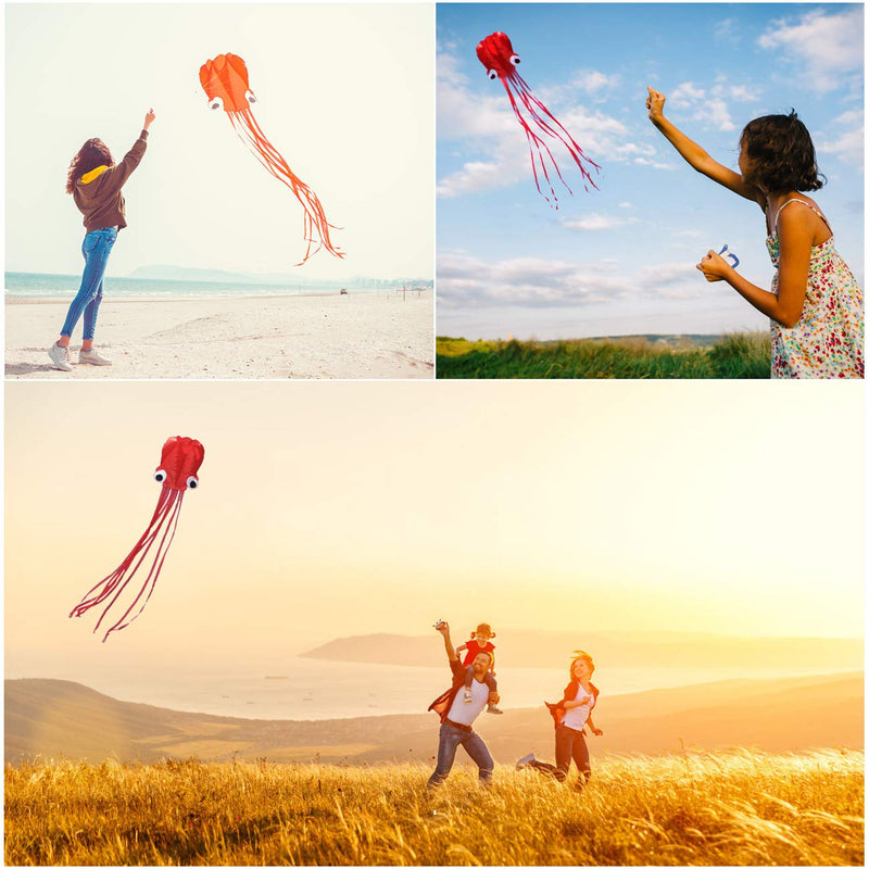GWHOLE 3D Octopus Kite with Long Tail for Kids Outdoor Game Activities Beach Trip - BeesActive Australia