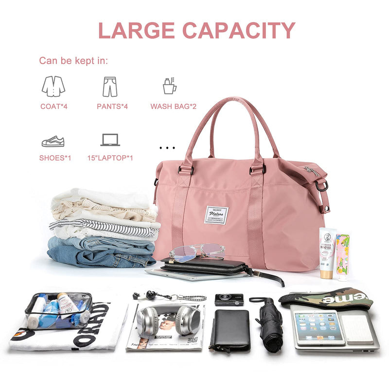 Womens travel bags, weekender carry on for women, sports Gym Bag, workout duffel bag, overnight shoulder Bag fit 15.6 inch Laptop Pink Large A-Pink - BeesActive Australia