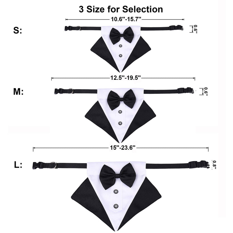 ADOGGYGO Formal Dog Tuxedo Wedding Dog Bandana Collar Dog Collar with Bow Tie Adjustable Dog Bowtie Collar Bandana for Small Medium Large Dog Pet Black - BeesActive Australia