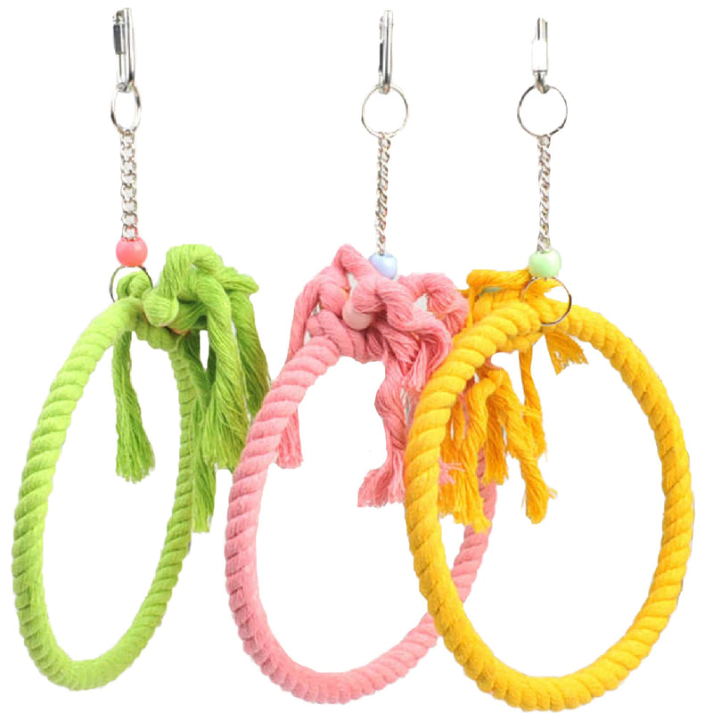 SIMENA Cotton Rope Hanging Swing Parrot Toy Large 9.5" Multicolor - BeesActive Australia