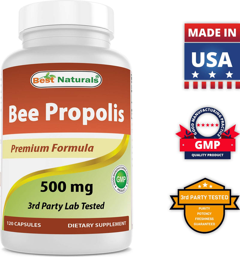 Best Naturals Bee Propolis 500 mg 120 Capsules (120 Count (Pack of 1)) 120 Count (Pack of 1) - BeesActive Australia