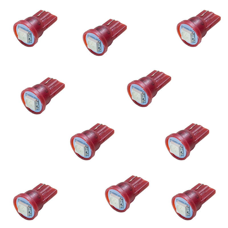 PA LED 10PCS #555 T10 1SMD LED Wedge Pinball Machine Light Top View Bulb Red-6.3V - BeesActive Australia