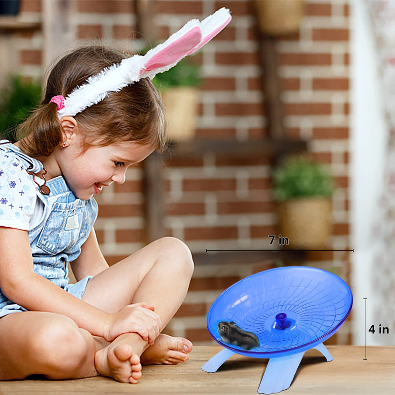 Hamster Wheel Saucer Silent Spinner/ Quiet Exercise Flying Runner for Dwarf Hamster/Gerbil Rat/Small Cage Blue - BeesActive Australia
