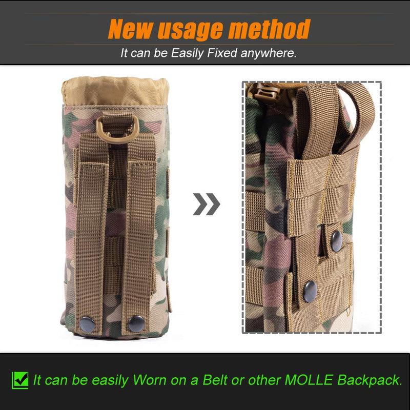 [AUSTRALIA] - Upgraded Tactical Drawstring Molle Water Bottle Holder Tactical Pouches NEW-2P Water Pouch 