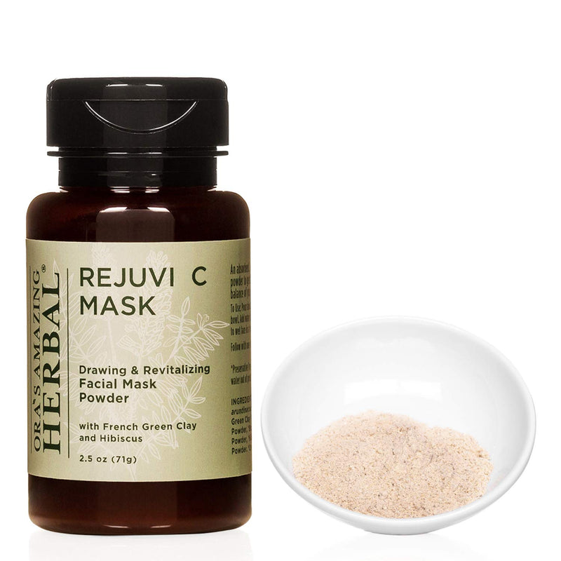 Rejuvi C Mask, Face Mask Powder and Exfoliating Scrub for Sensitive Skin, Hibiscus and Rose Hips Seed Face Mask with Organic French Green Clay, Travel Trial Size, Ora's Amazing Herbal Mini Rejuvi C Mask - BeesActive Australia