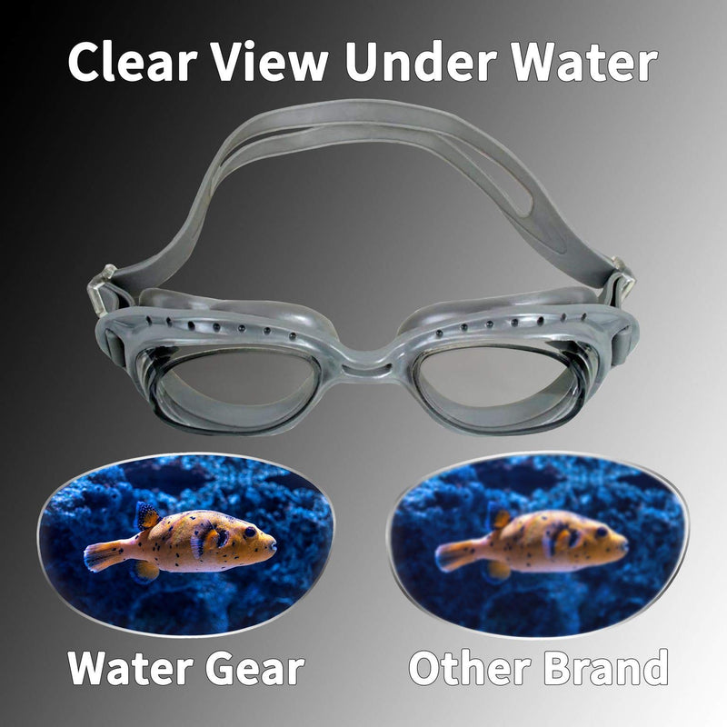 Water Gear Elite Anti-Fog Swim Goggles Clear/Silver - BeesActive Australia