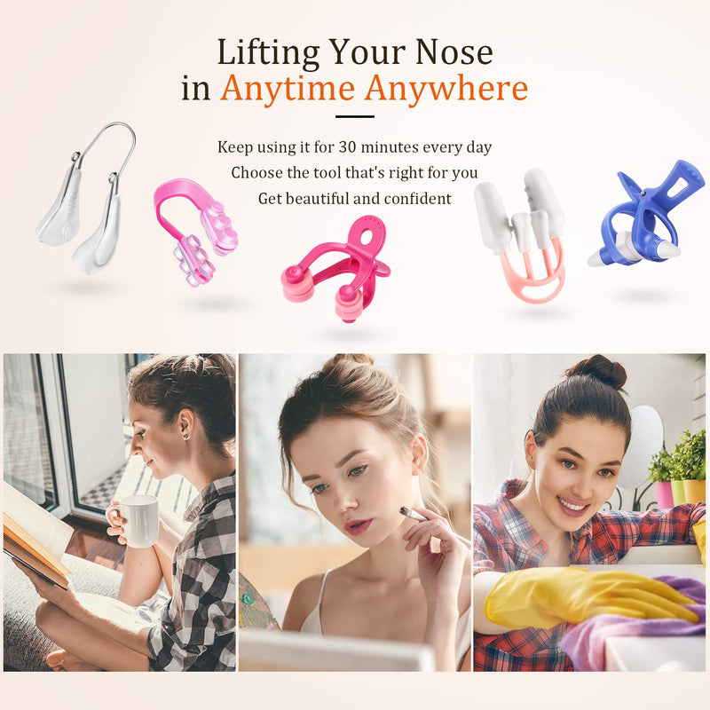 5 Pieces Nose Clip Nose up Lifting Clips Nose Lifters Beauty Clips Silicone Nose Bridge Slimming Clips Nose Massagers Tools for Women - BeesActive Australia