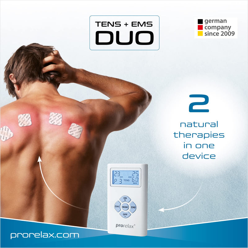prorelax TENS/EMS Duo | Electrostimulation device | 2 therapies with one device | Natural therapy against chronic pain and for muscle building - BeesActive Australia