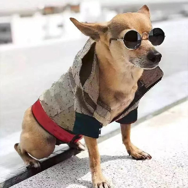 HQREA Dog Hoodie Luxury Dog Clothes Winter Dog Jacket Classic Designer Pet Clothes Coat French Bulldog Teddy Pug Puppy Clothes A Medium - BeesActive Australia