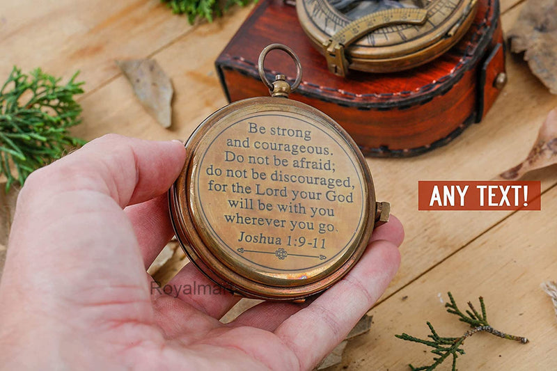 Engraved Compass for Confirmation Gifts, Baptism Gifts, Best Easter, Birthday Gifts, Graduation Gifts, Wedding Gifts, Religious Gifts for Men Joshua 1:9 - BeesActive Australia