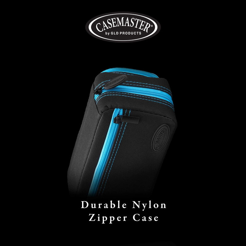 Casemaster Plazma Pro, 6 Dart Case for Soft and Steel Tip Darts, Features Large Front Mobile Device Pocket, Built-In Storage Tubes and Pockets for Flights, Tips, Shafts, and Personal Items Blue Trim - BeesActive Australia