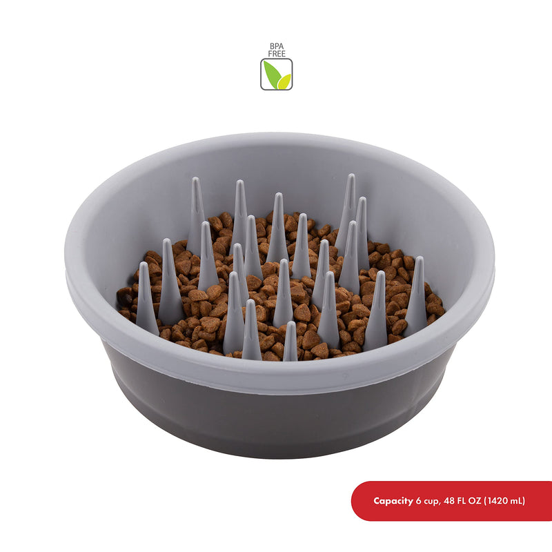 Dexas Slow Feeder Dog Bowl for Healthier Digestion, Teeth and Gums Gray 6 Cup Silicone Slow Feeder - BeesActive Australia