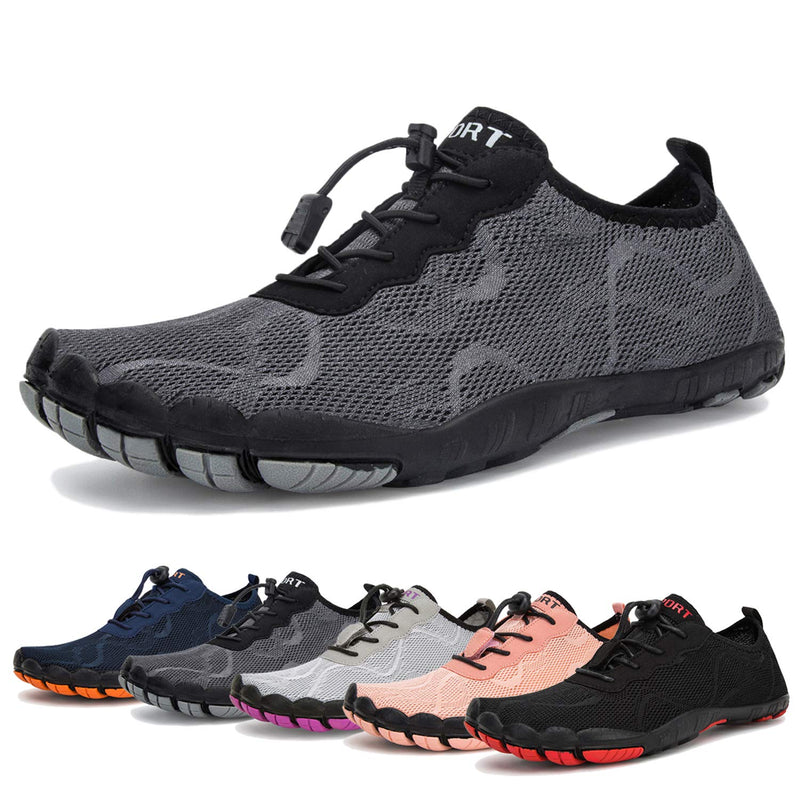 Water Shoes Mens Womens Barefoot Diving Swim Shoes Water Sports Non-Slip Aqua Shoes for Swim Pool, Beach,Hiking, Kayaking, Boating,Surfing 10 Women/7.5 Men Dark Grey-d - BeesActive Australia