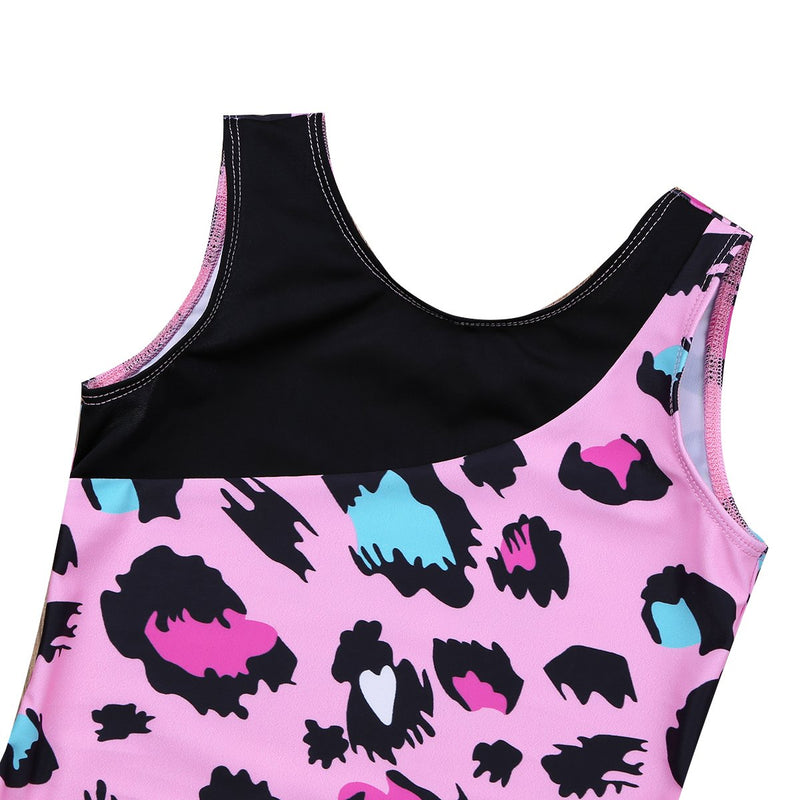 [AUSTRALIA] - Agoky Girls Leopard Print Ballet Dance Unitard Dress Gymnastics Tank Leotards 5-6 Pink 