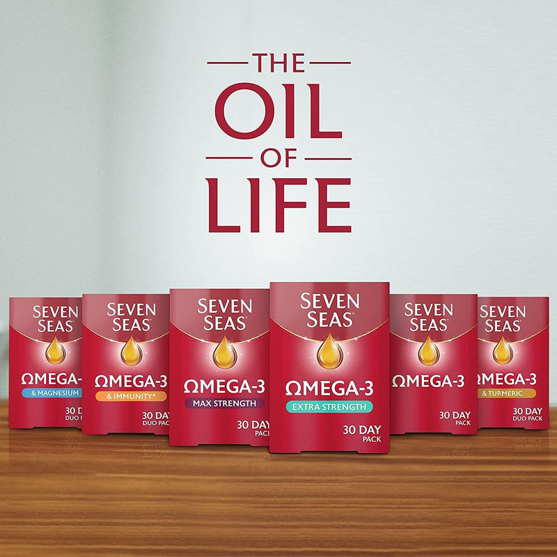 Seven Seas Omega-3 Fish Oil Extra Strength, One-A-Day, Vitamin D, 1250 mg Fish Oil, 750 Mg Omega-3 + 250 mg, 30 High Strength Tablets - BeesActive Australia