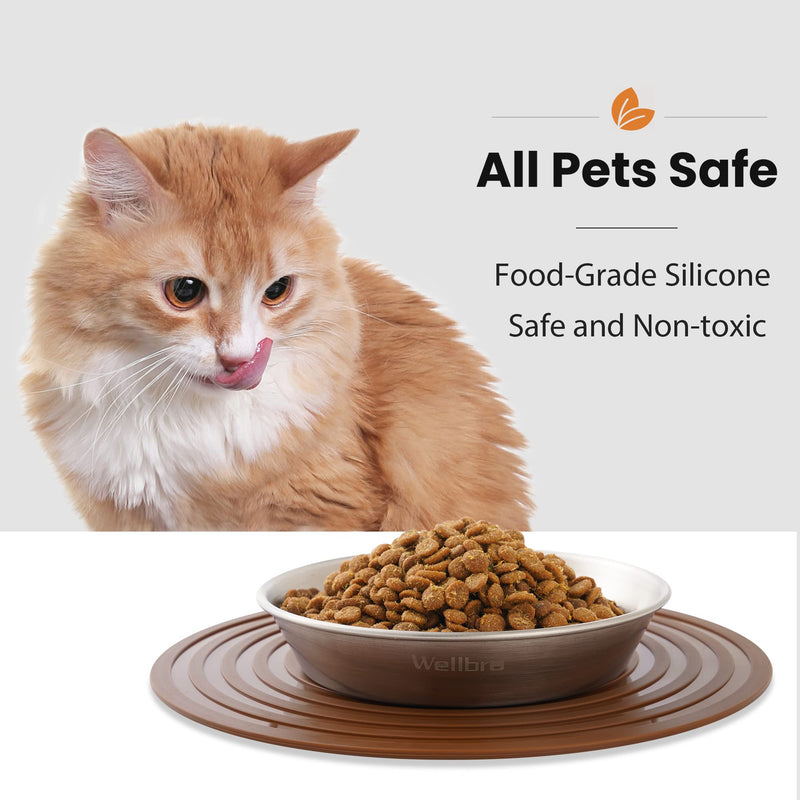 Wellbro Pet Food Mat, 2 Pcs Silicone Placemat for Dog and Cat, Prevent Food and Water Overflow, Suitable for Medium and Small Pet, 9.5"* 9.5" - BeesActive Australia