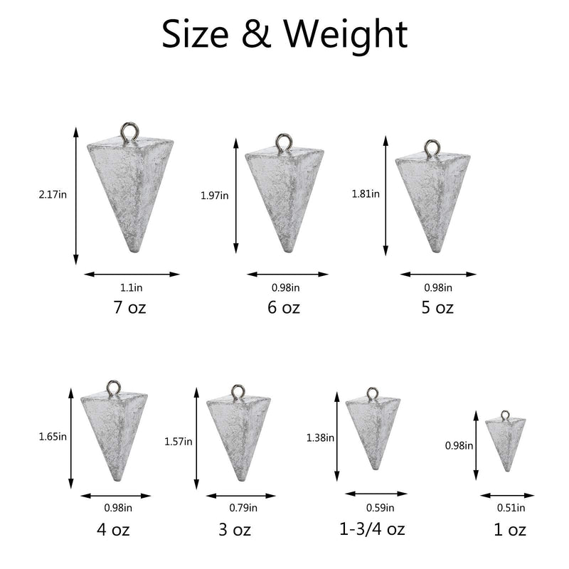 Dr.Fish 5 Pack Pyramid Fishing Sinkers, 1-8oz Lead Fishing Weights for Surf Fishing, Catfish 4OZ/5 Pack - BeesActive Australia