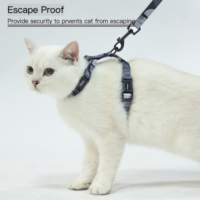 PUPTECK Cat Harness and Leash Set - Escape Proof Lightweight Kitty Harness, Adjustable for Cats Small Puppies Walking Training Dark Grey - BeesActive Australia