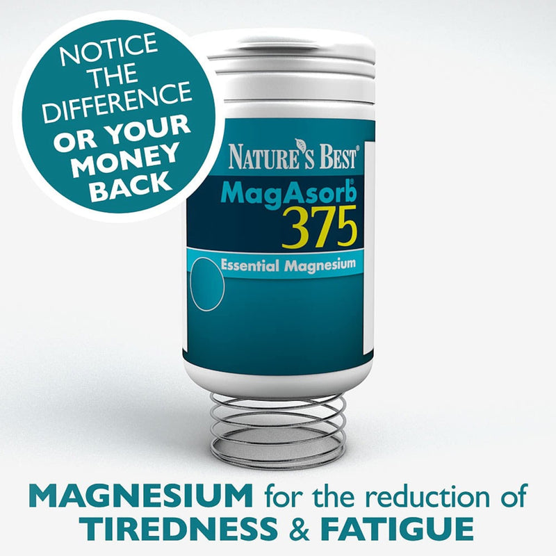 MagAsorb� 375mg | Full Strength Magnesium | 180 Vegan Tablets | Unique One-A-Day Magnesium Tablets (at 100% NRV) | 6 Month�s Supply | Magnesium contributes to the reduction of tiredness and fatigue | UK Made - BeesActive Australia