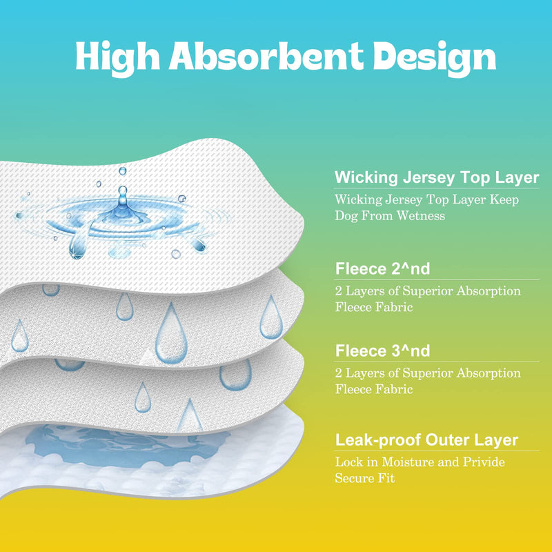 NOYAL Washable Dog Diapers Female Reusable High Absorbency Leak-Proof Rose Pattern Doggie Diapers 3 Pack Small 9.5-15.7'' - BeesActive Australia