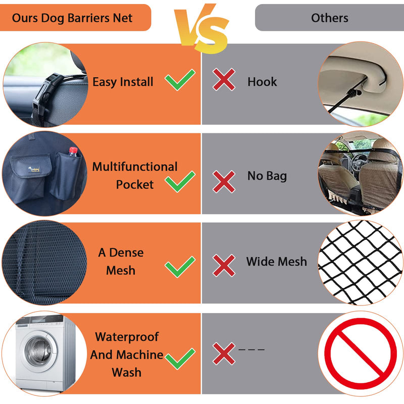 HAIKUADAY Dog Car Net Barrier 48" with Storage Bag and Adjustable Rope,Easy Install,Reduce Pets and Children Interfering,Mesh Backseat Barrier for Suvs,Trucks and Jeeps - BeesActive Australia