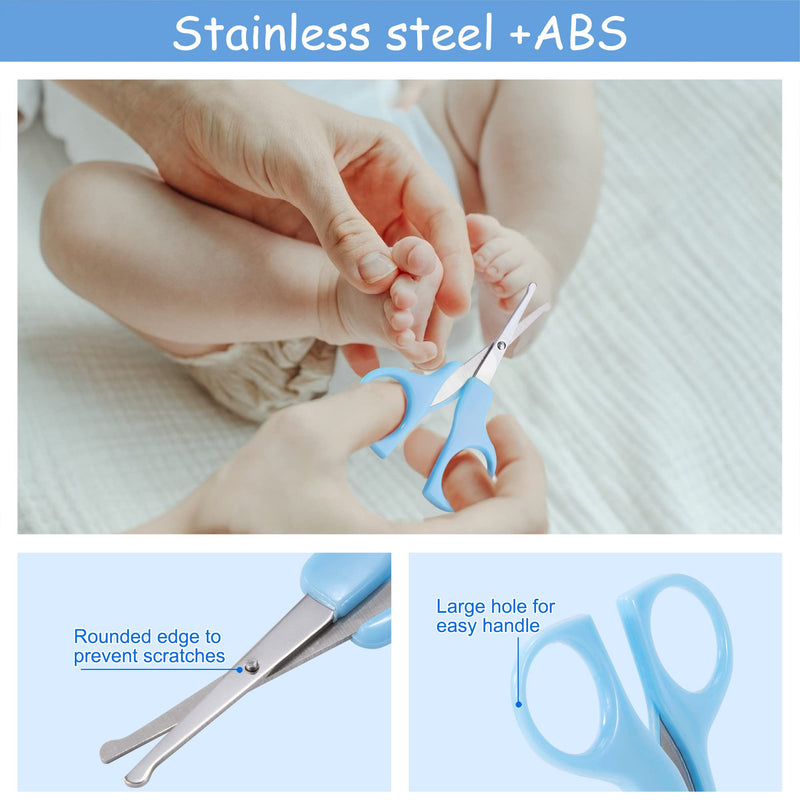 Baby Nail Clipper Kit Nail Care Set Manicure Set with Safe Nail Clipper Scissor Tweezer Nail File for Newborn Toddler 4pcs Blue - BeesActive Australia