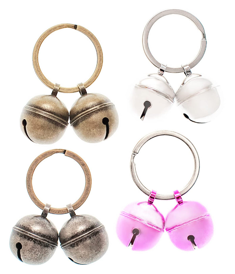 8 Pcs Combo Cat and Dog Collar Bells, Pet Tracker, Round Handmade Copper With 6 Key Ring Pendant Bells, Loud, Anti-Lost Training Bells - BeesActive Australia