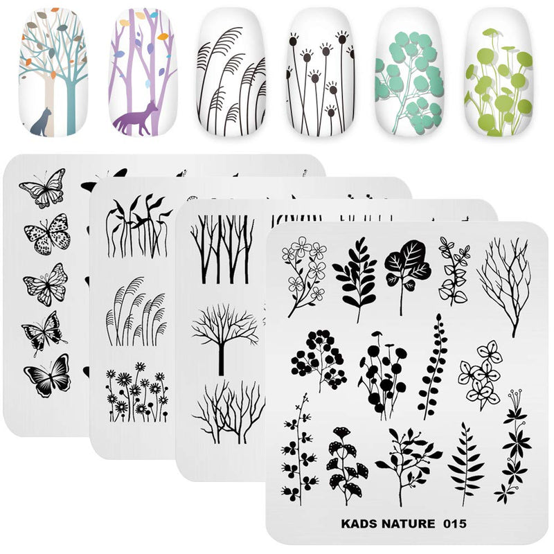 KADS 20pcs Nail Stamp Plates set Nails Art Stamping Plates Leaves Flowers Animal Nail plate Template Image Plate - BeesActive Australia