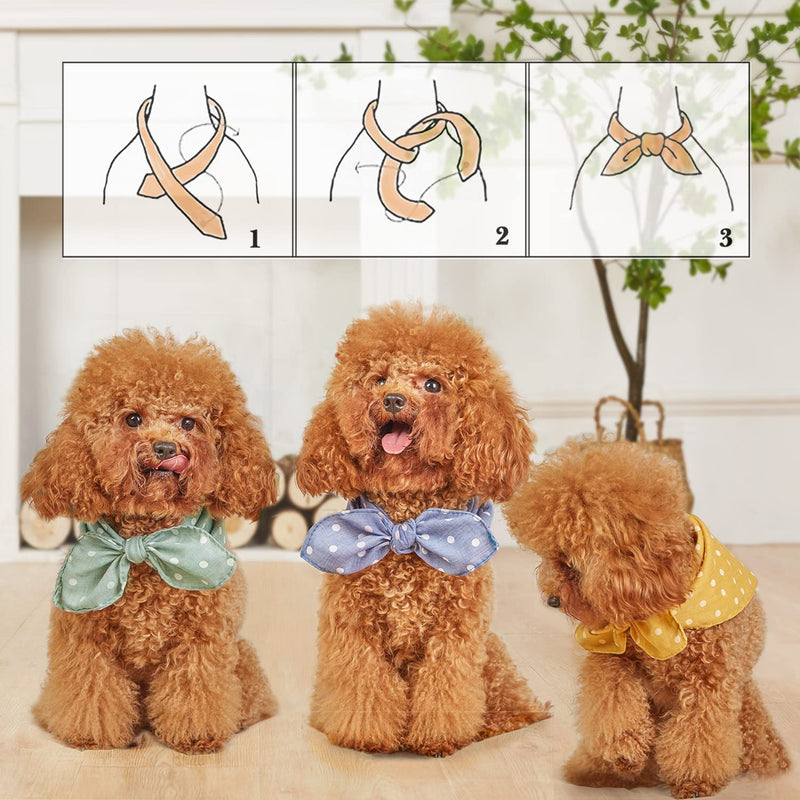 4PCS Dog Bandanas Fall Cute Soft Cotton Puppy Cat Scarfs Washable Daily Handkerchief Pink Green Blue Khaki Comfortable Gifts, Adjustable Accessories for Small Medium Large Girl Boy Pup Pet Polka Dot - BeesActive Australia