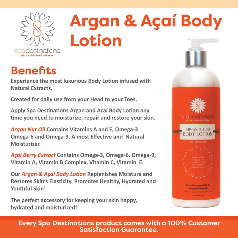 Spa Destinations Argan & Açaí Moisturizing Body Lotion 16 Ounce - BeesActive Australia