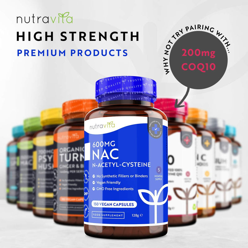 NAC N-Acetyl-Cysteine 600mg – 150 Vegan Capsules – 5 Months Supply of NAC Supplement – High Bioavailability and No Fillers or Binders - N Acetyl Cysteine Amino Acid – Made in The UK by Nutravita - BeesActive Australia