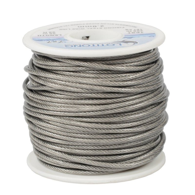 368LB fishing steel wire line 7x7 strands 2.0mm Trace Coating Wire Leader Coating Jigging Wire Lead Fish Jigging Line Fishing Wire Stainless Steel Leader Wire (30 Meters 2.0mm 368 pound Test) - BeesActive Australia