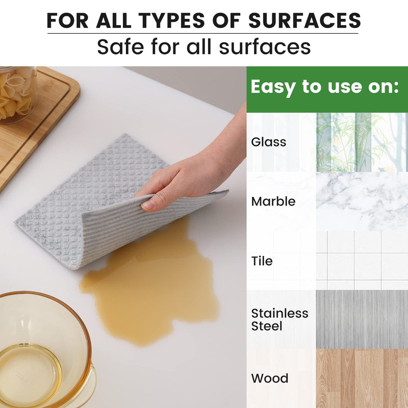 Homaxy Swedish Dishcloths for Kitchen, 10 Pack Reusable and Eco-Friendly Cellulose Sponge Cloths Dish Towels, Absorbent and No Odor Paper Towels for Dishes ＆ Counters, Grey Pack of 10 - BeesActive Australia