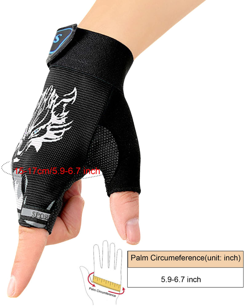 Kids Half Finger Sports Gloves with Grip - Non-Slip Gel Monkey Bar Glove, Protective Dirt Bike, Cycling, Fishing, Climbing, Gymnastics Glove for Boys Girls Black - BeesActive Australia