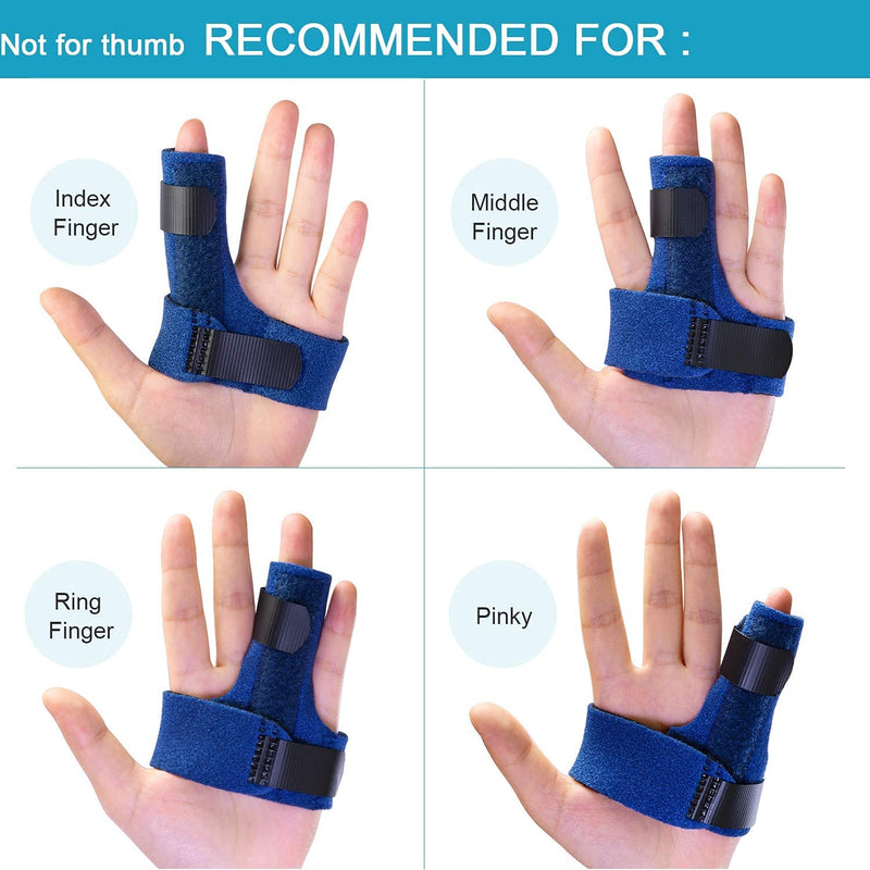 Sumifun Finger Brace for Hands, Finger Splints with 2 Gel Sleeves for Mallet Finger, Trigger Finger, Finger Supports with Built-in Aluminium Bar for Sprains, Pain Relief, Sports Injury, Blue Both Right Hand and Left Hand - Blue - BeesActive Australia